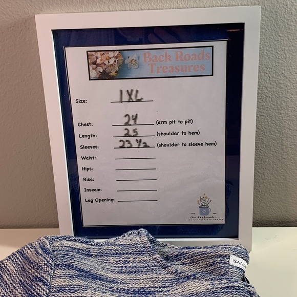 Isaac Mizrahi Live! Womens Size XL Cardigan Blue & White Full Zip Sweater - Picture 14 of 15